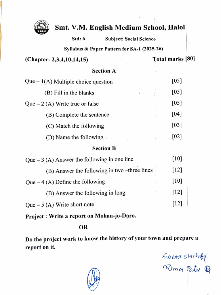 STD 6 SA-1 Syllabus and Paper Format | PDF | Linguistics | Grammar