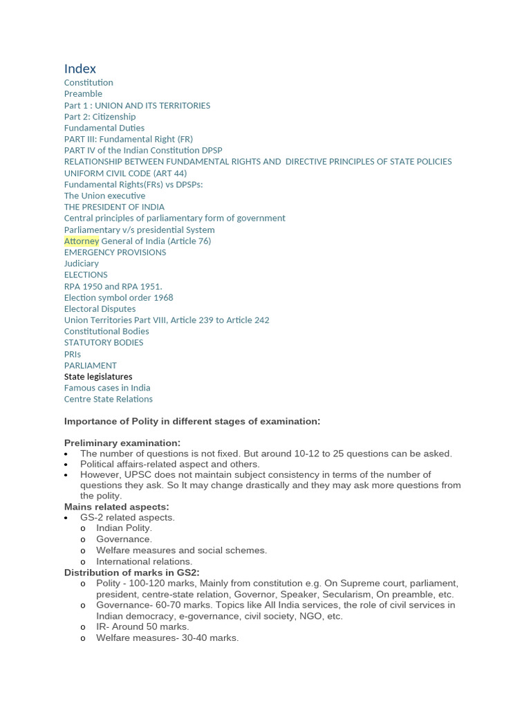 Polity Synopsis Vision Ias | PDF | Constitution | Justice