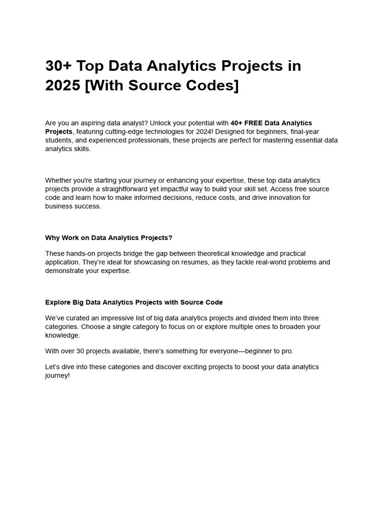 40+ Data Analytics Projects with Code | PDF | Data Analysis | Analytics