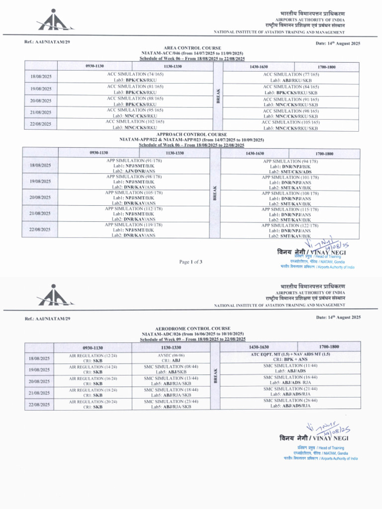 Weekly Roster 20250818 Signed Revised | PDF