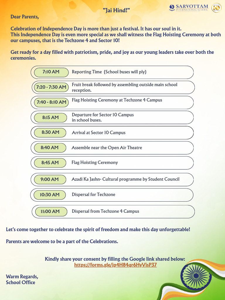Schedule For Independence Day | PDF