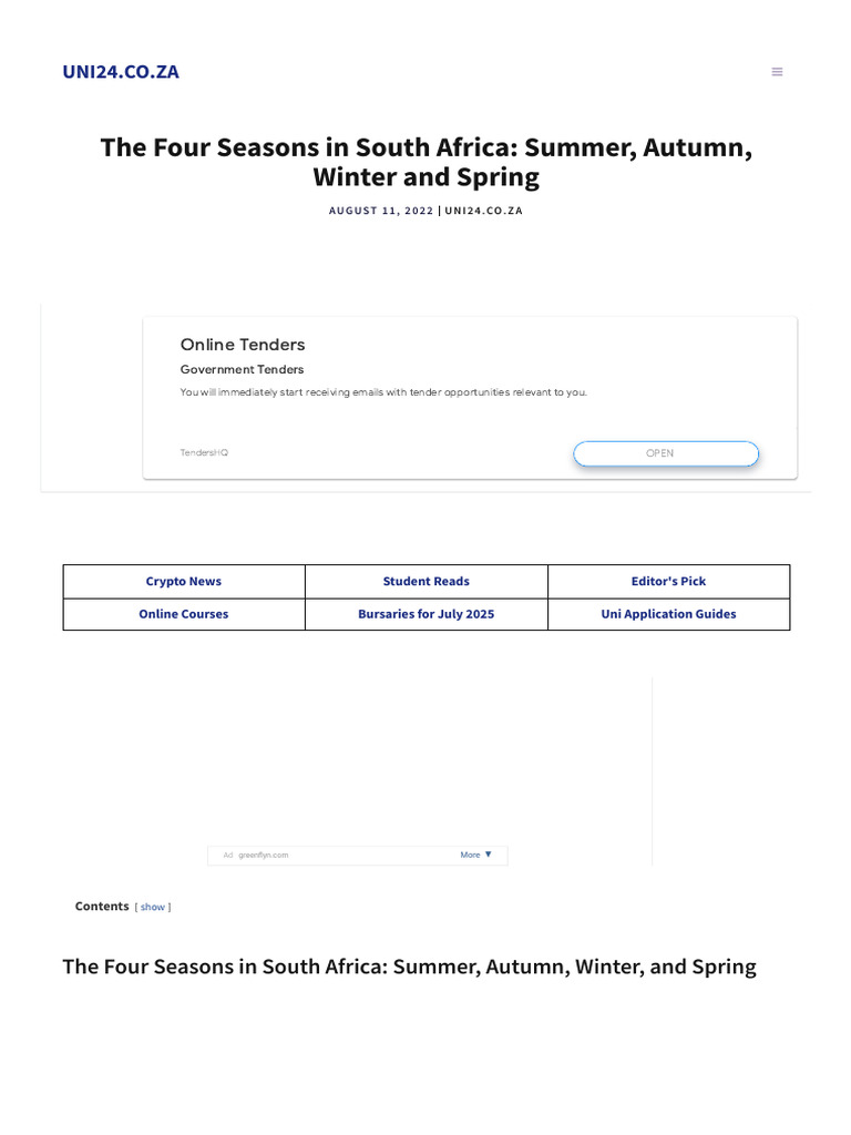Seasons and Months in South Africa | PDF | South Africa