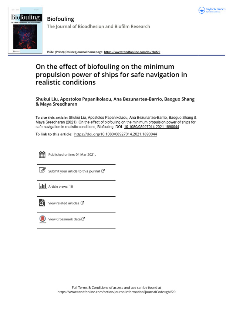 2021 BIOF Effect of Biofouling on the Minimum Propulsion Power for Safe ...