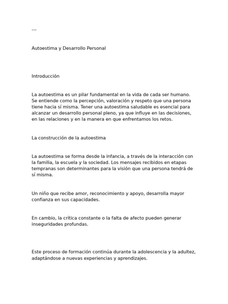 Autoestima: Clave para el Desarrollo Personal | PDF | Autoestima ...