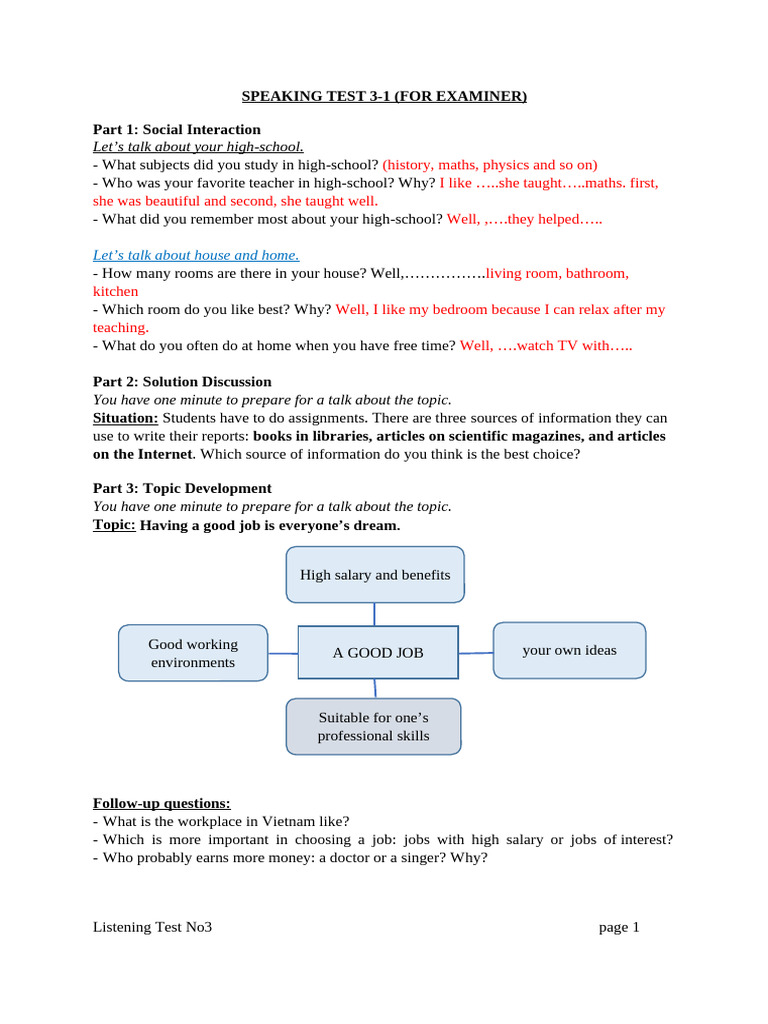 Speaking Test Preparation Guide | PDF