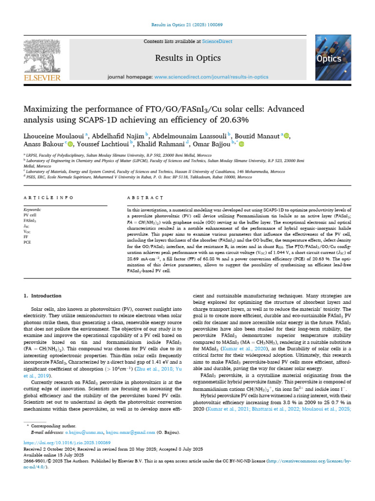 1-s2.0-S2666950125000975-main | PDF | Photovoltaics | Solar Cell