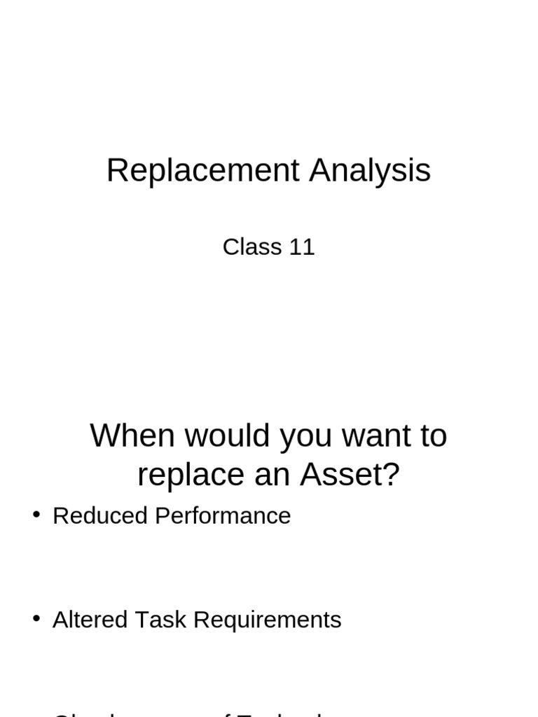 Asset Replacement Analysis Guide | PDF | Financial Economics