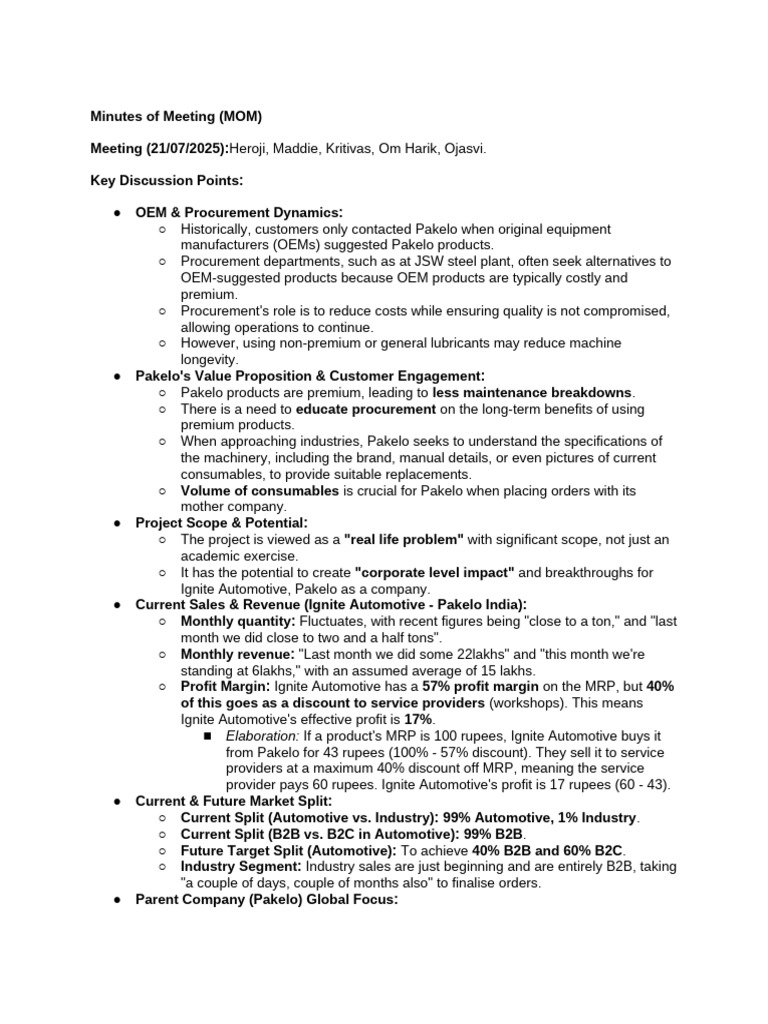 Understanding Minutes of Meeting (MOM) | PDF | Marketing | Retail