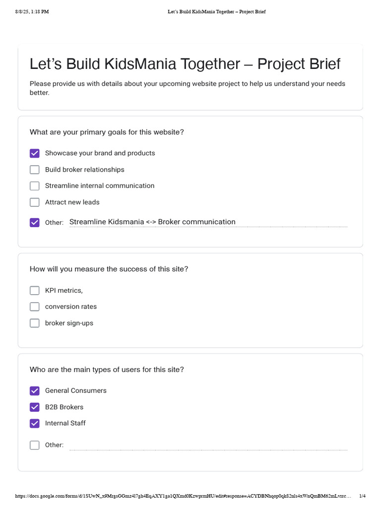 KidsMania Website Project Brief | PDF | Software | Cyberspace