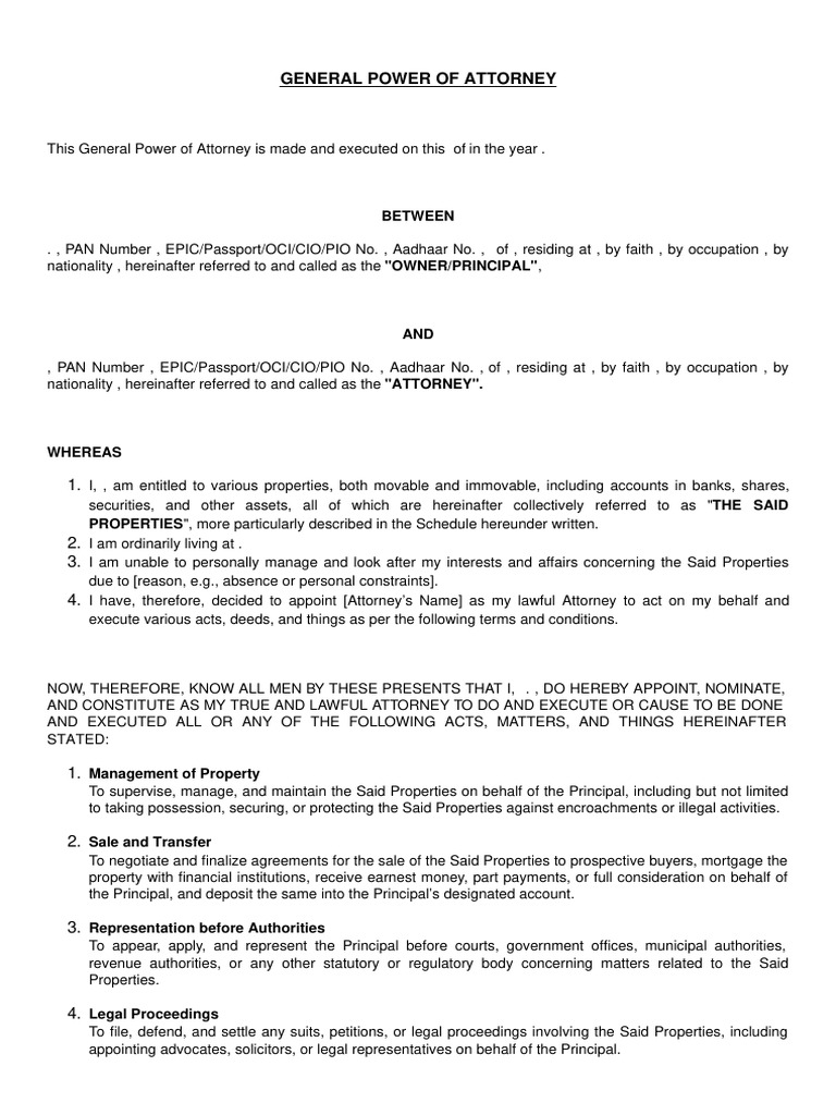 General Power of Attorney Template | PDF | Deed | Taxes