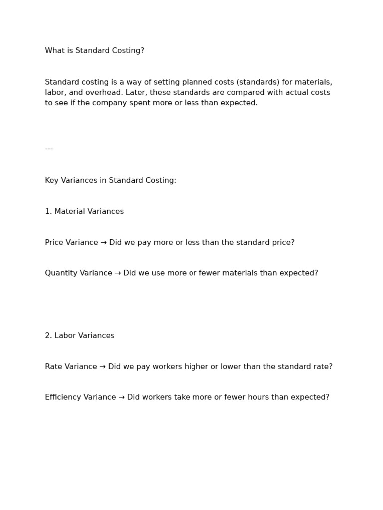 Understanding Standard Costing Basics | PDF