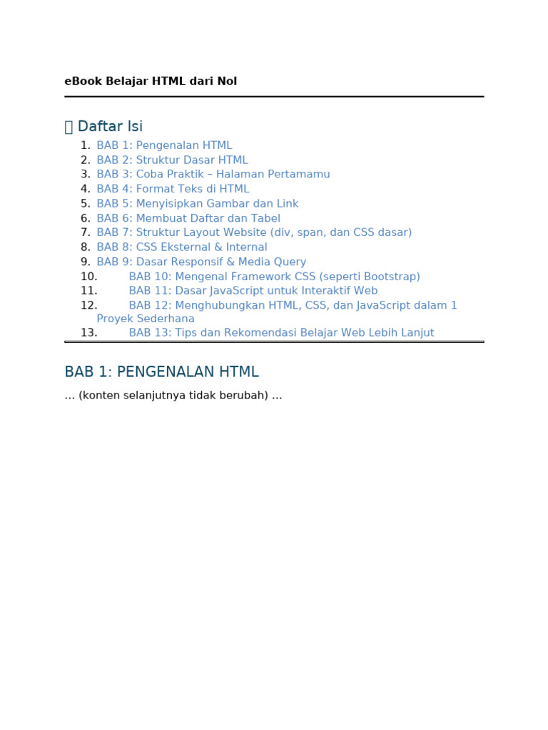 eBook Belajar HTML dari Nol | PDF