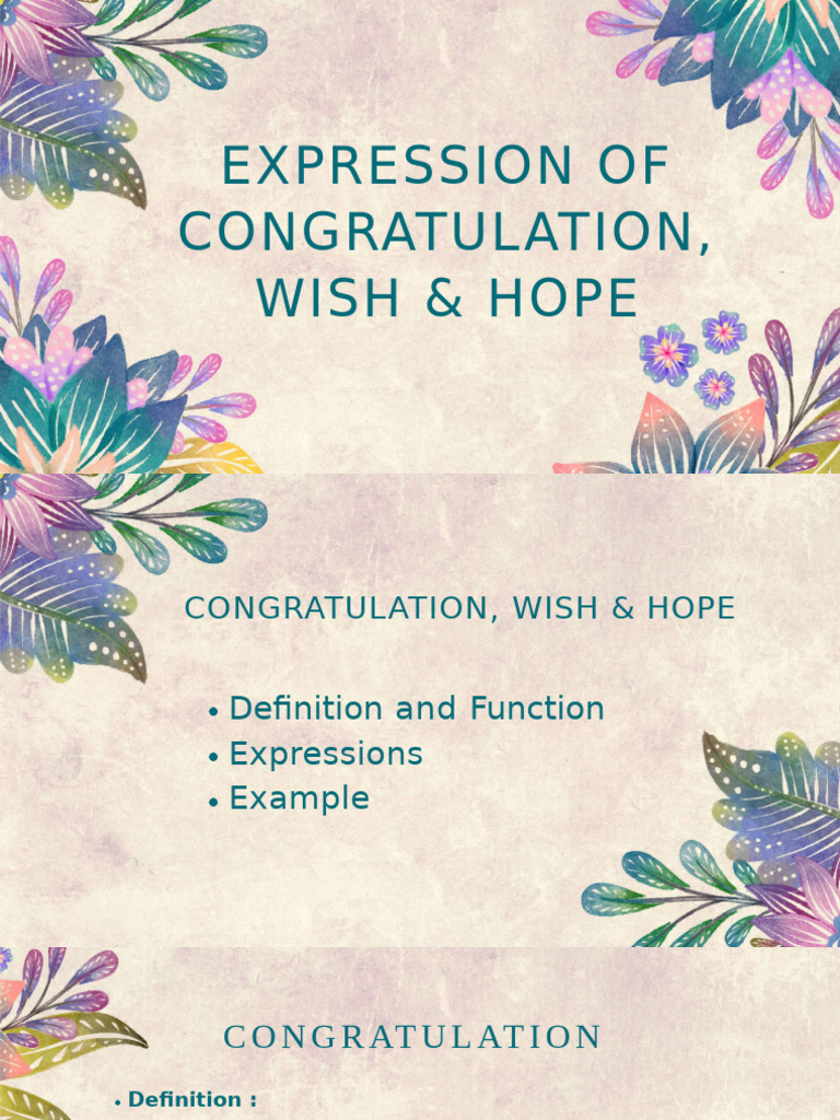 Expression of Congratulation, Wish & Hope | PDF | Syntactic ...