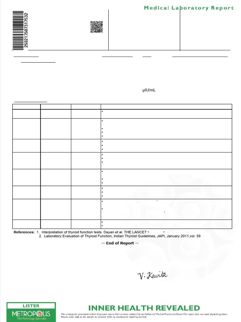 Thyroid Function Test Results and Interpretation | PDF | Hypothyroidism ...