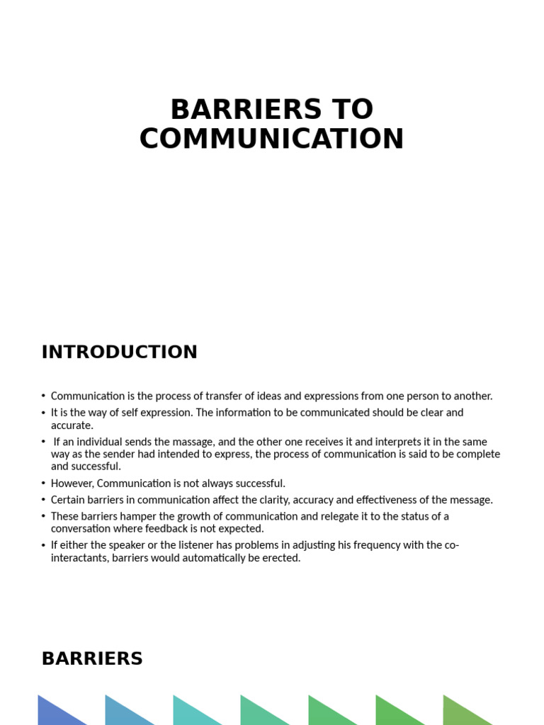 Barriers to Effective Business Communication | PDF | Communication ...