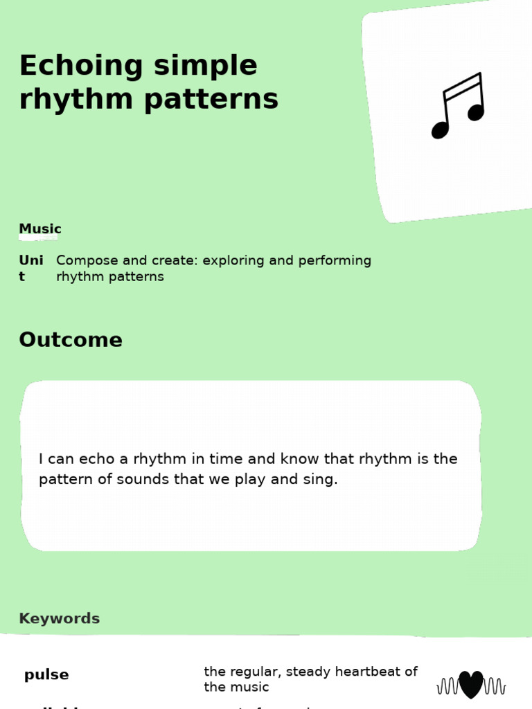 Echoing Simple Rhythm Patterns | PDF | Rhythm | Singing
