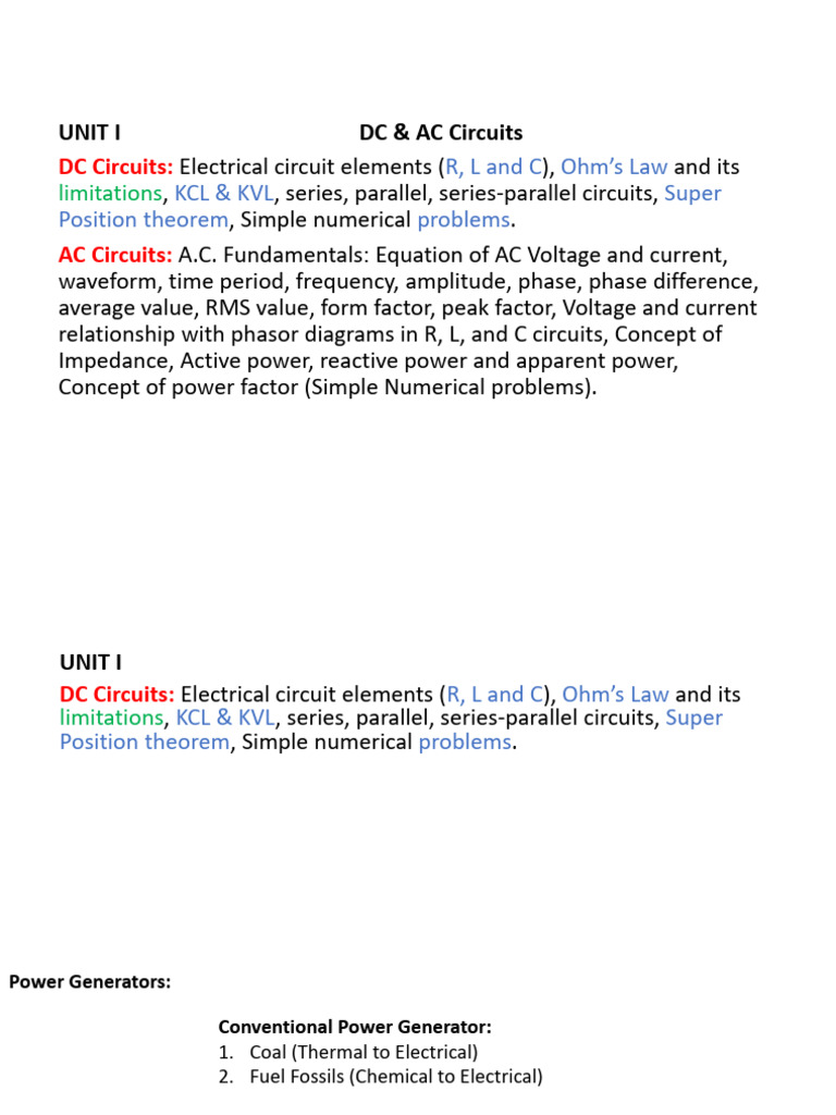 Basic Electrical Engineering Concepts | PDF | Electrical Network ...