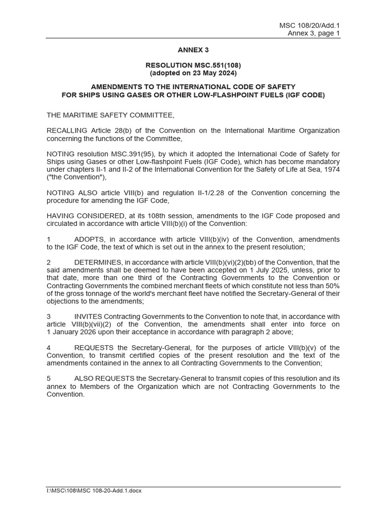 Amendments to IGF Code 2024 | PDF | Pipe (Fluid Conveyance) | Valve
