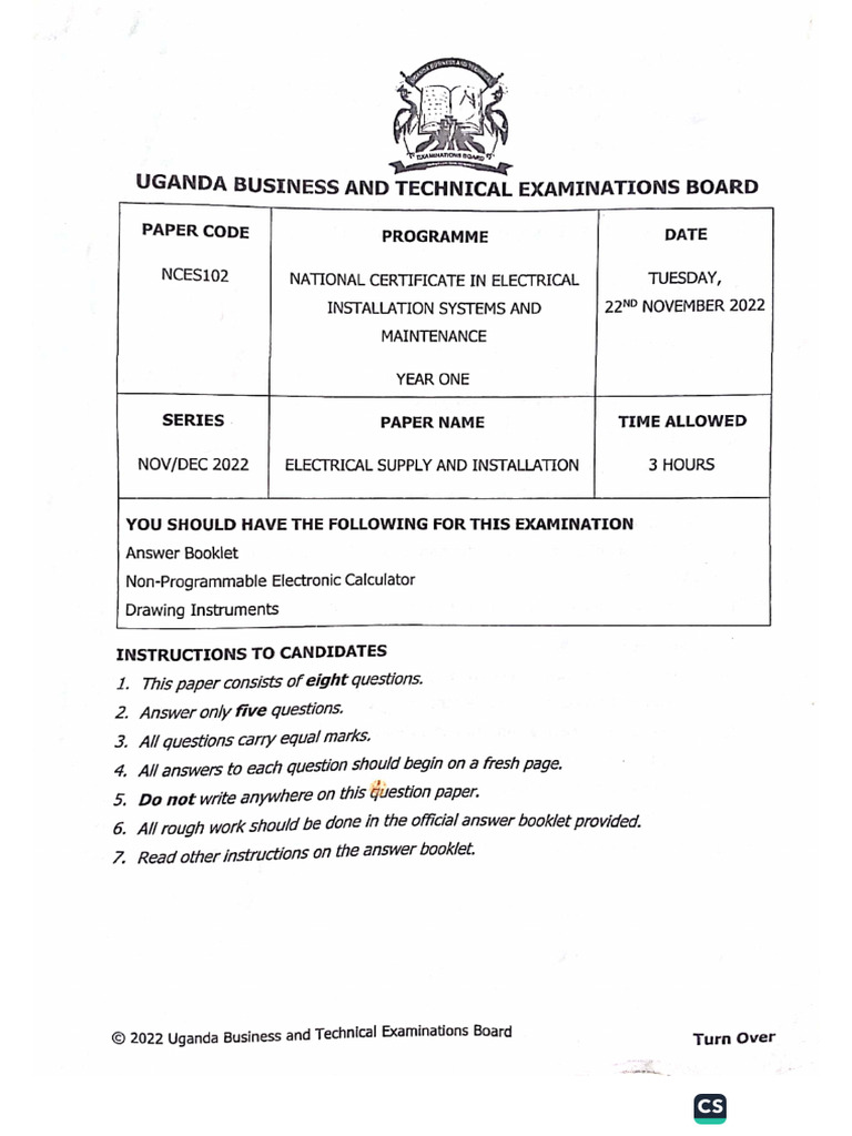 Electrical Supply & Installation Paper | PDF