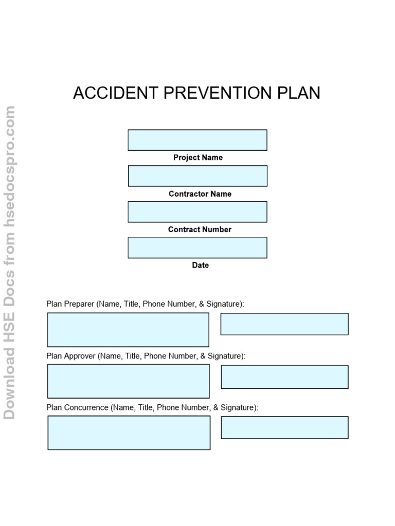 Accident Prevention Plan Overview | PDF | Occupational Safety And ...