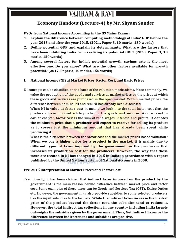 National Income Accounting in India | PDF | Taxes | Gross Domestic Product