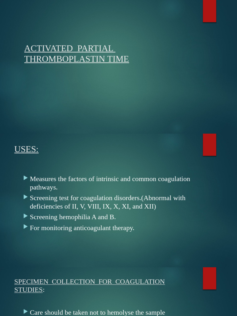 Activated Partial Thromboplastin Time Guide | PDF