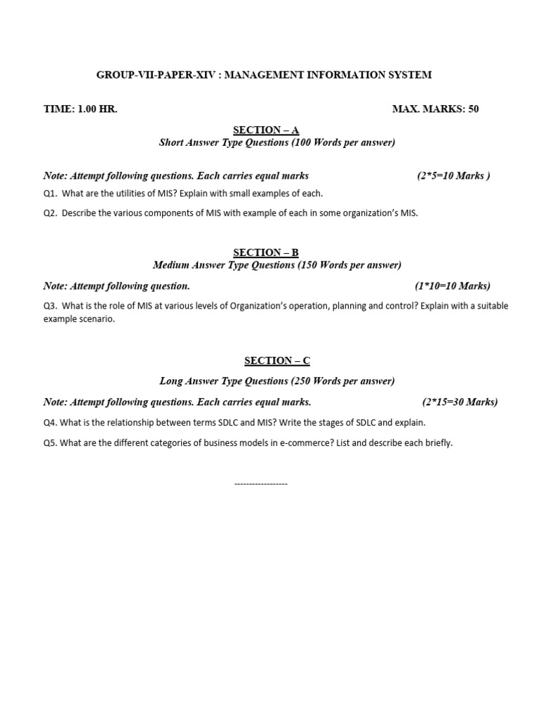 Management Information System Exam Guide | PDF
