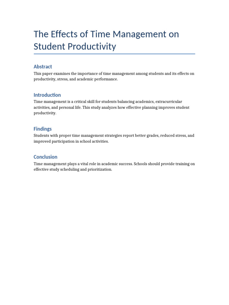 Research Paper Time Management | PDF