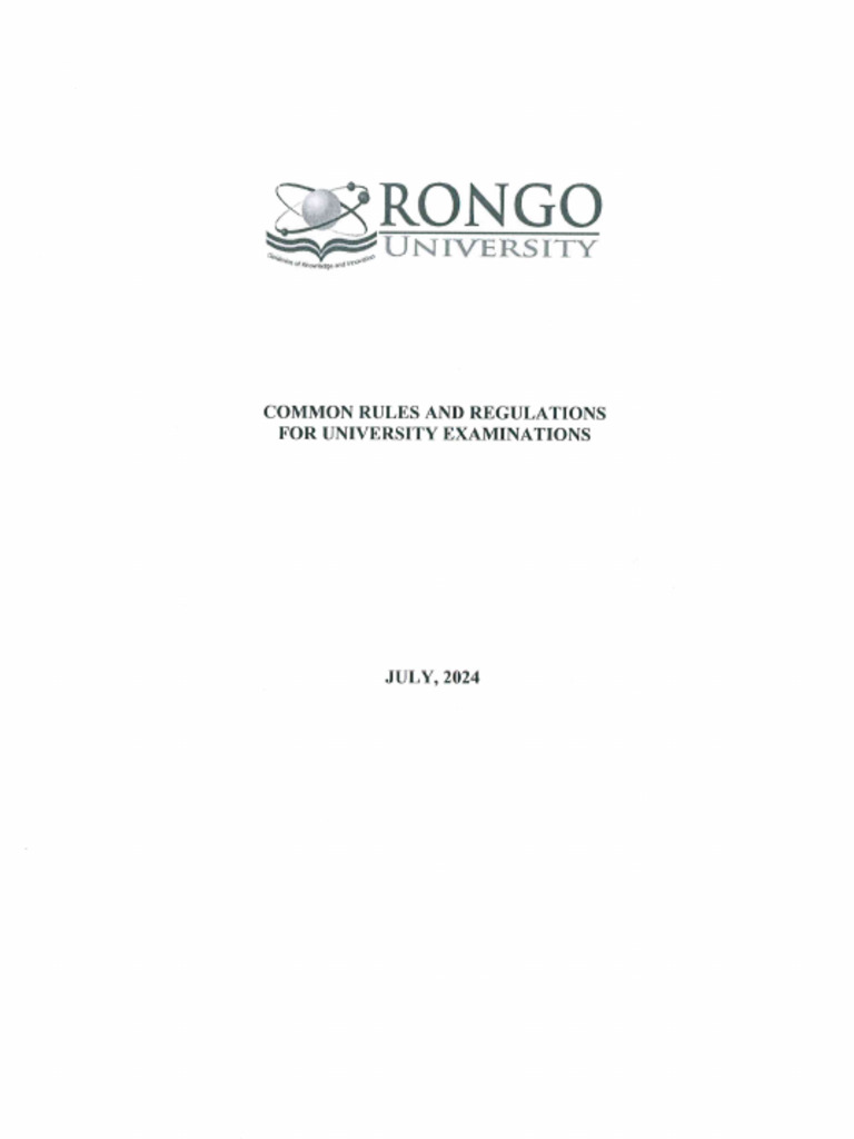 Common Rules and Regulations For University Examinations Approved July ...