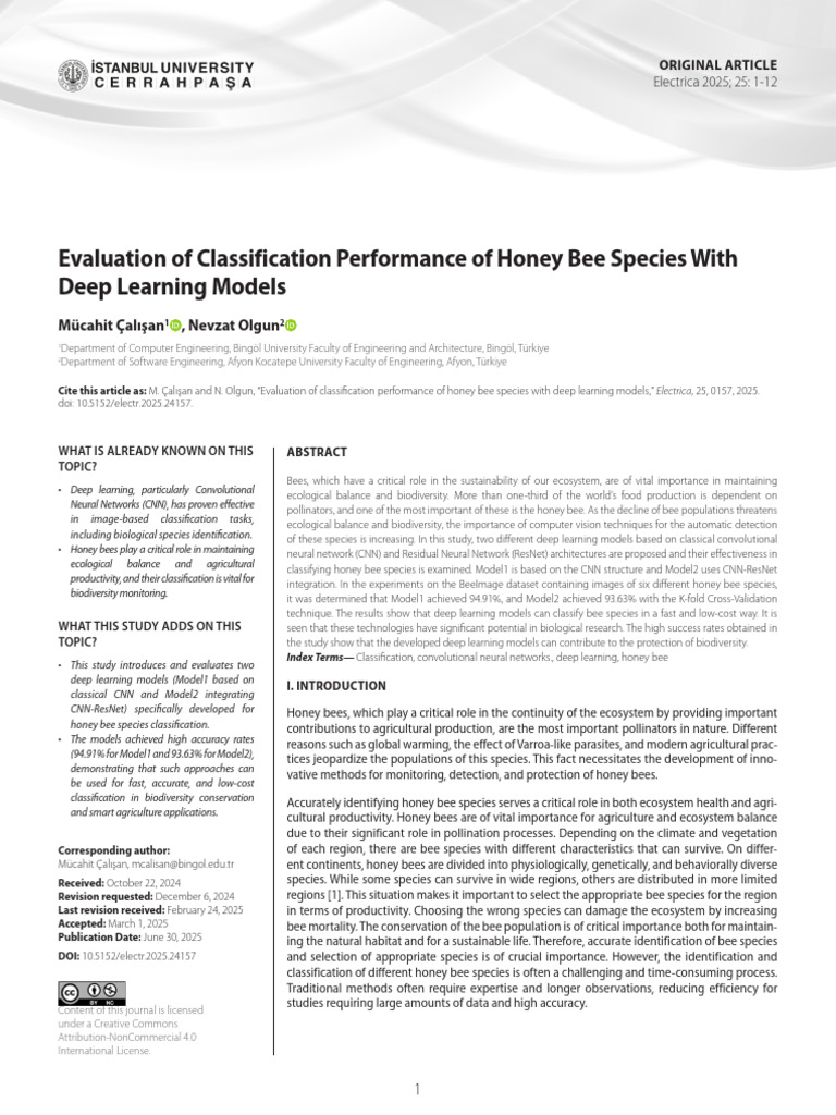 Deep Learning for Honey Bee Classification | PDF | Deep Learning ...