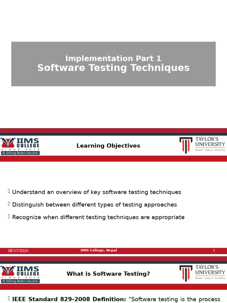 Software Testing Slides | PDF | Software Testing | Software