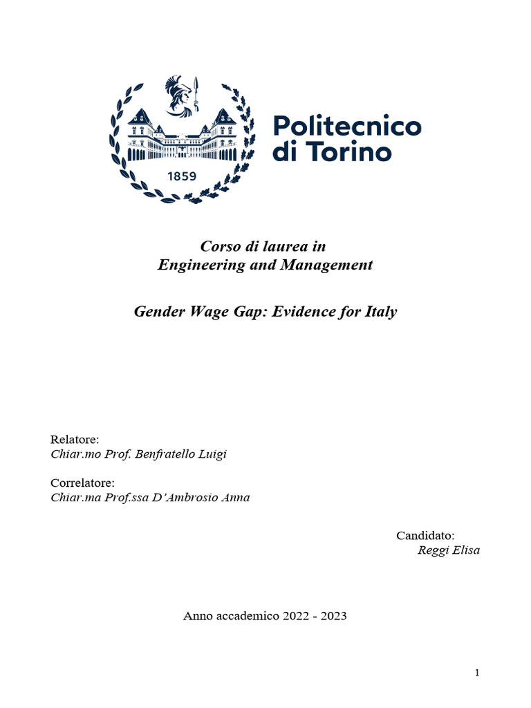 Gender Wage Gap Analysis in Italy | PDF | Gender Pay Gap | Gender ...