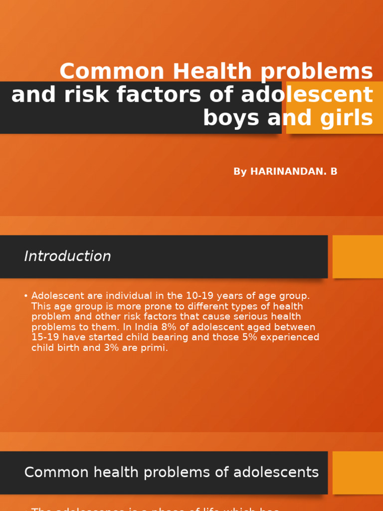 Adolescent Health Issues and Risks | PDF | Menstruation | Adolescence