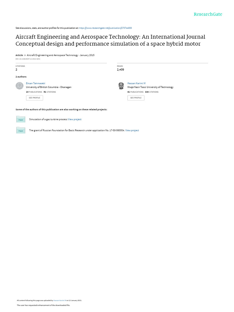 Space Hybrid Motor Design and Simulation | PDF | Rocket Propellant ...
