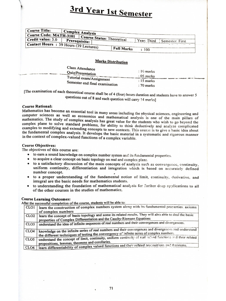Syllabus 3rd Year | PDF