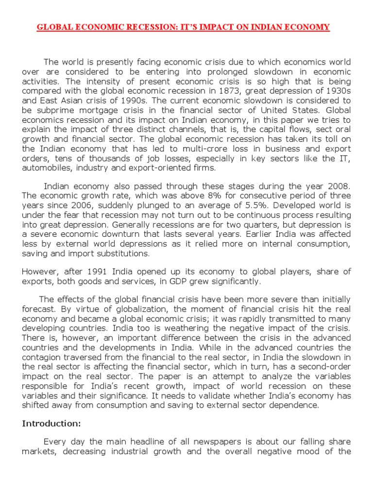 THE GREAT RECESSION YEARS visual data 2