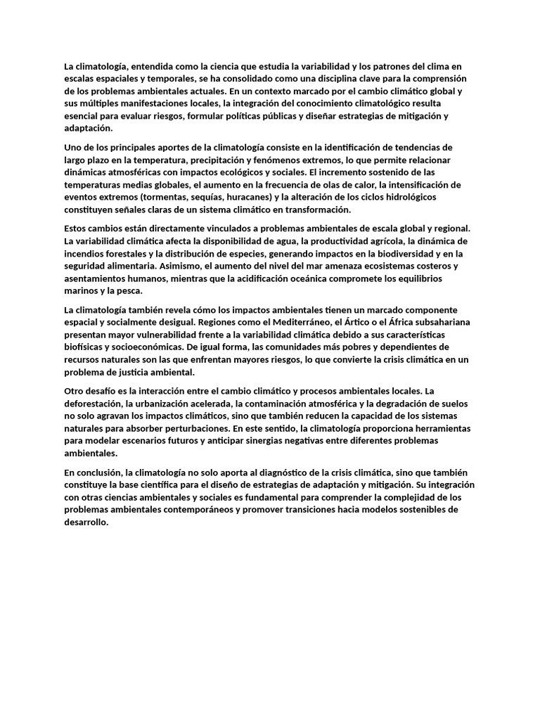 Importancia de la climatología en el cambio climático | PDF | Entorno ...
