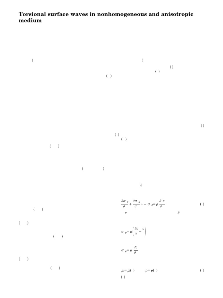 Torsional Surface Waves Propagation Through A Multilayered Media | PDF ...