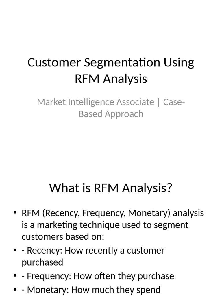 RFM Analysis for Customer Segmentation | PDF