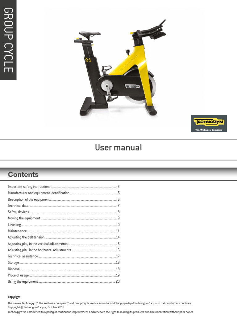 Technogym Group Cycle User Manual | PDF | Waste | Waste Management