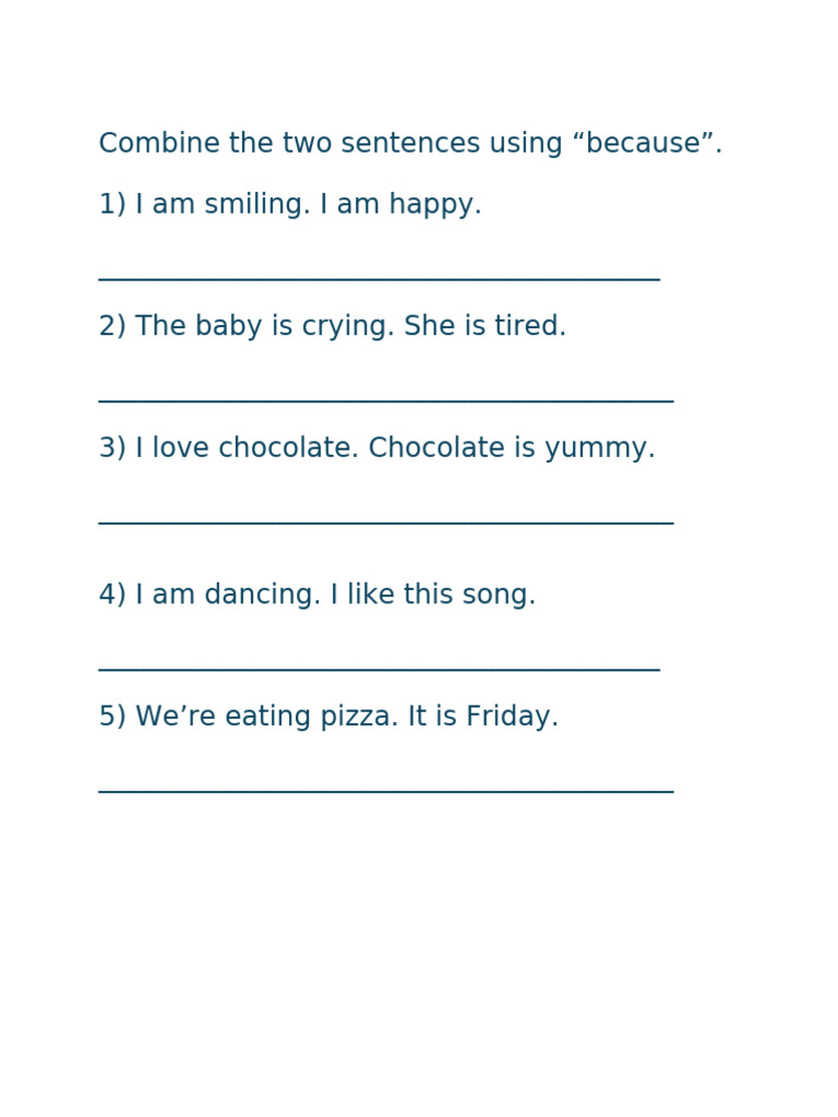 Use of Because Worksheet | PDF