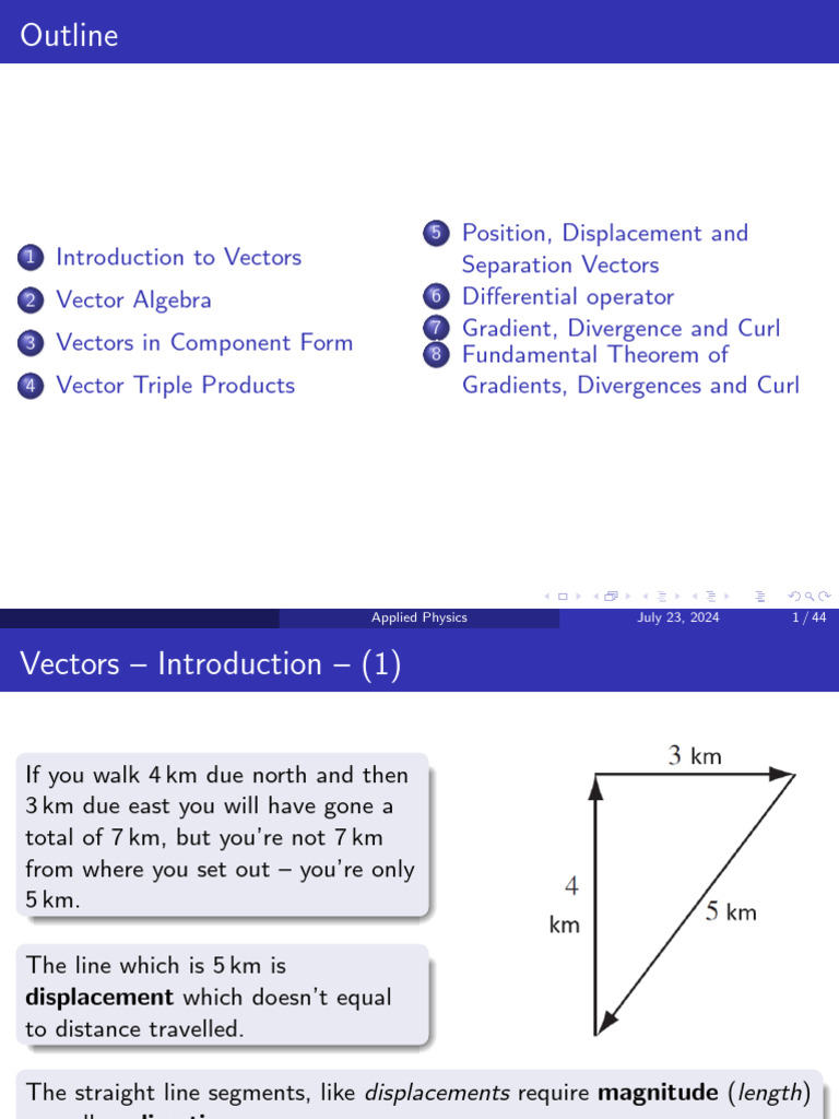 Applied Physics: Vector Fundamentals | PDF | Euclidean Vector | Gradient