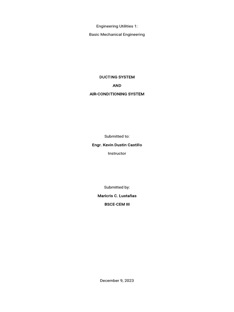 BASIC ME-Ducting System and Airconditioning System | PDF | Duct (Flow ...