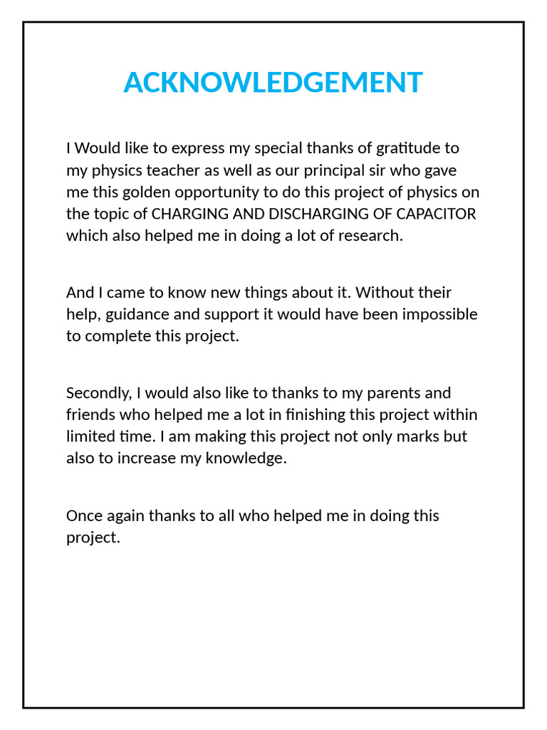 Acknowledgment for Physics Project | PDF