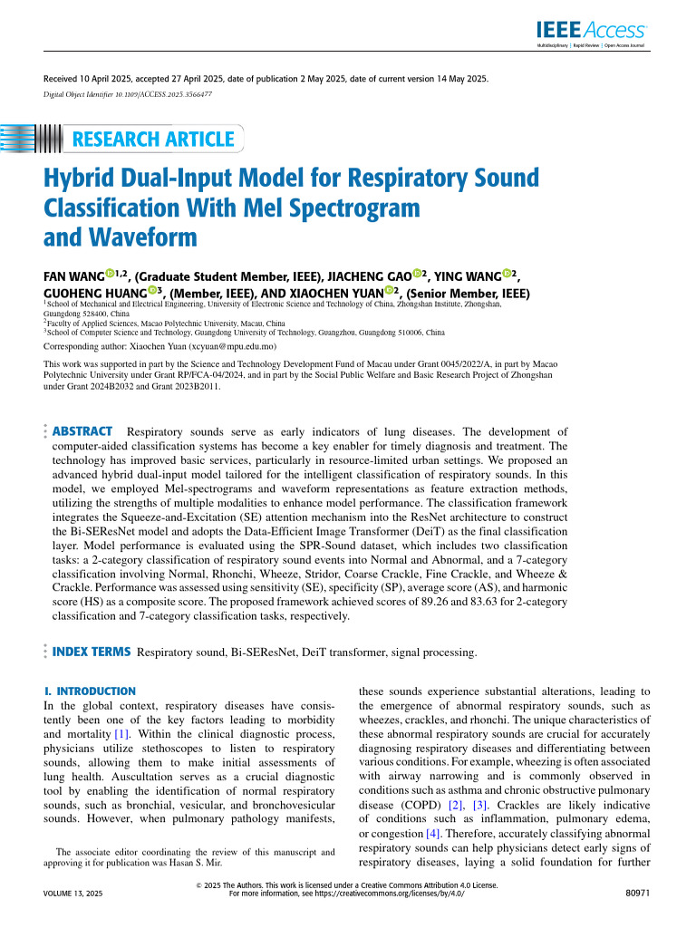 Hybrid Model for Respiratory Sound Classification | PDF | Deep Learning