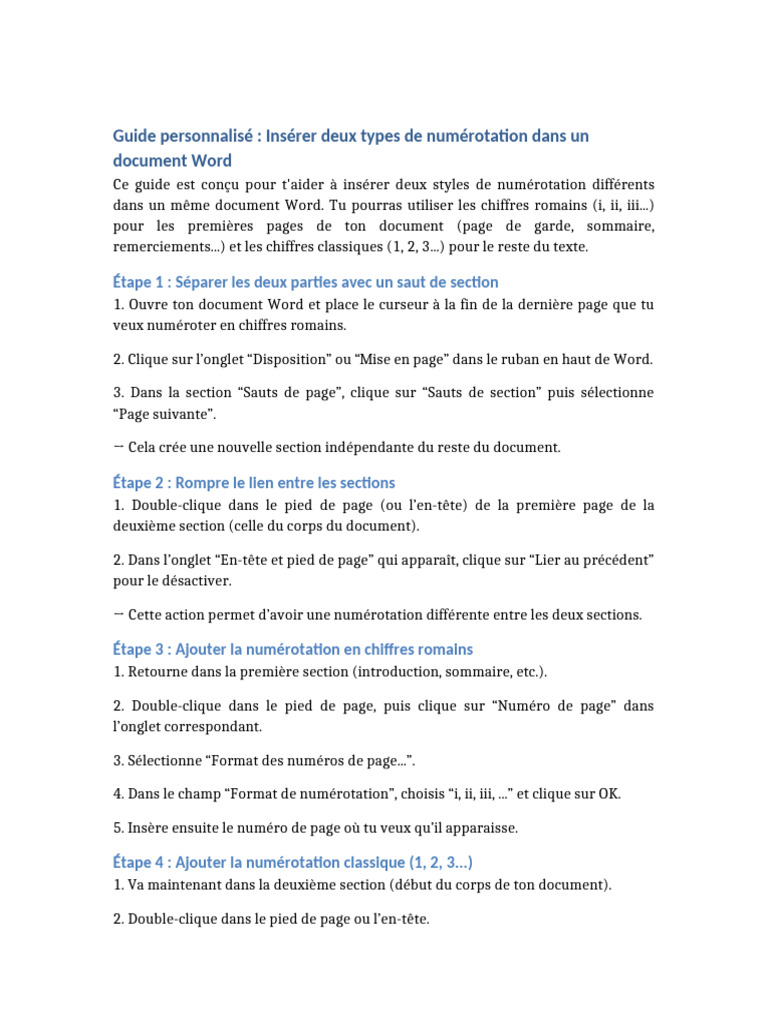 Numérotation double dans Word | PDF