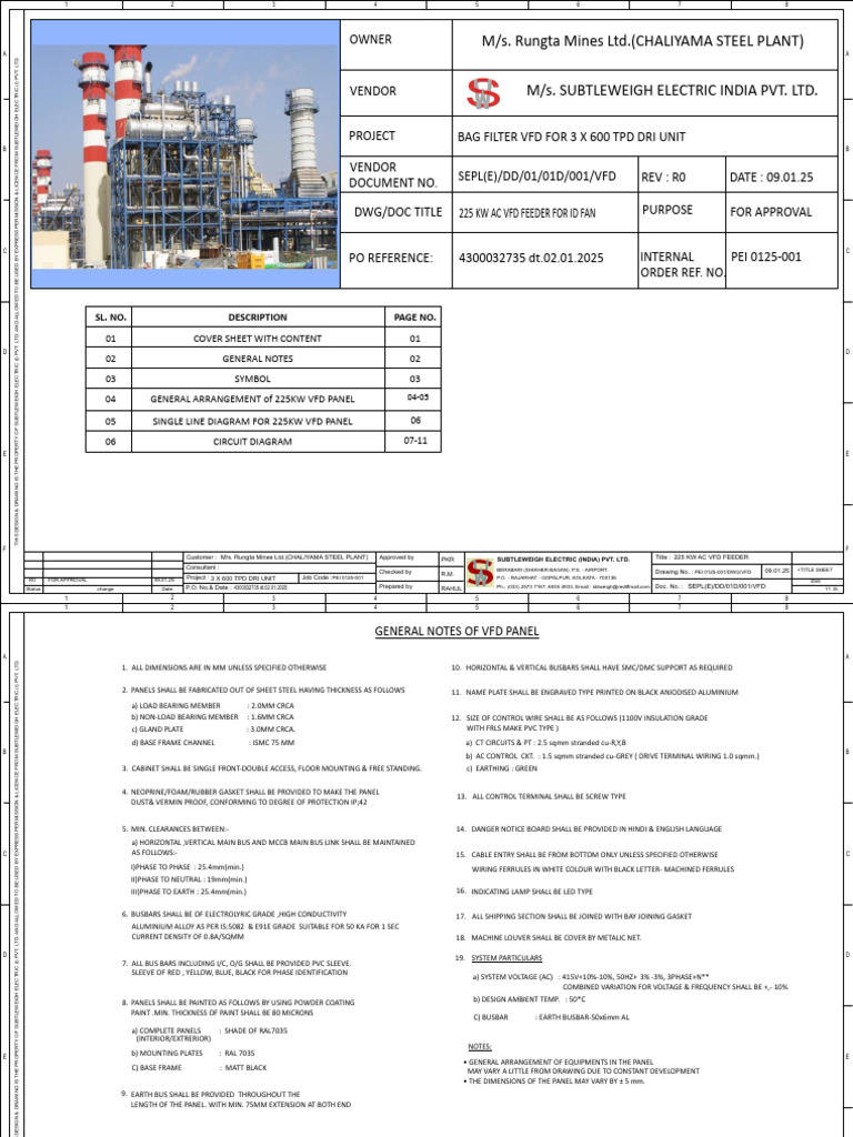 225 KW VFD Feeder Design Document | PDF | Fuse (Electrical) | Relay