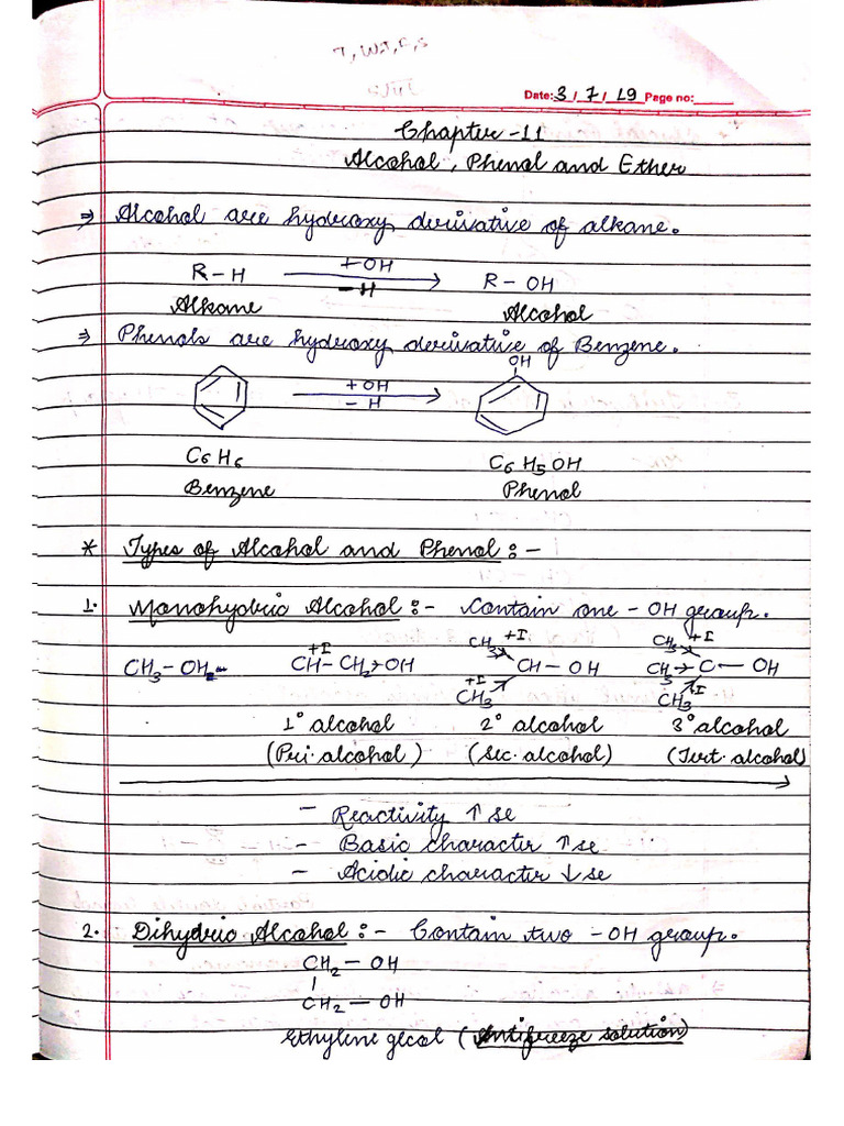 Alocohol Phenol and Ether (Class 12) | PDF