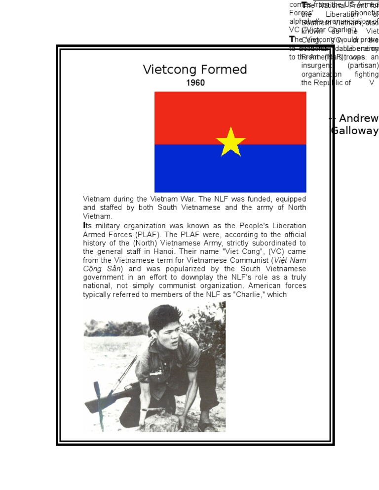 Vietnam Timeline - Vietcong Formed (1955-1963) | PDF | Viet Cong ...