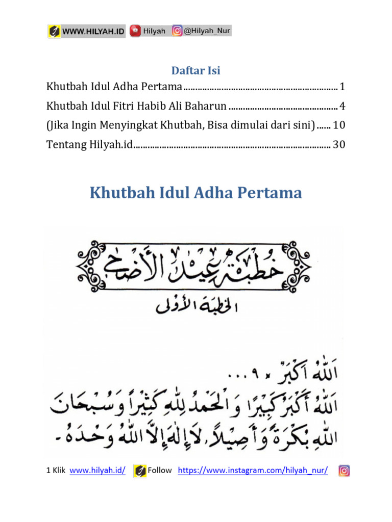 Khutbah Idul Adha dan Fitri 2023 | PDF